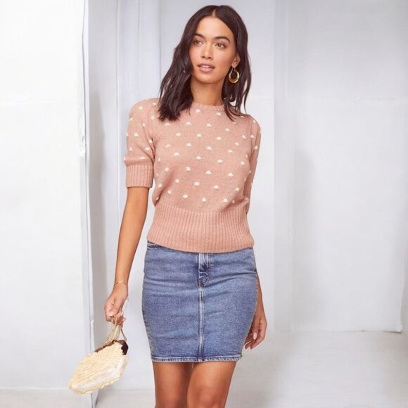 NWT ASTR the label Melba Sweater Dark Blush White - Picture 2 of 4